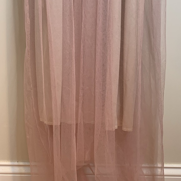 Dusty Rose Plunge Front Backless Tulle Train Floral Applique Gown Slip Dress M - Picture 9 of 16
